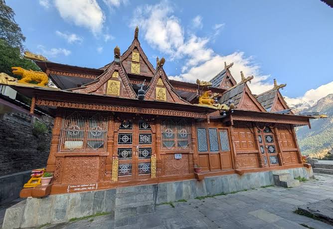 Traditional wooden temple architecture in Kalpa