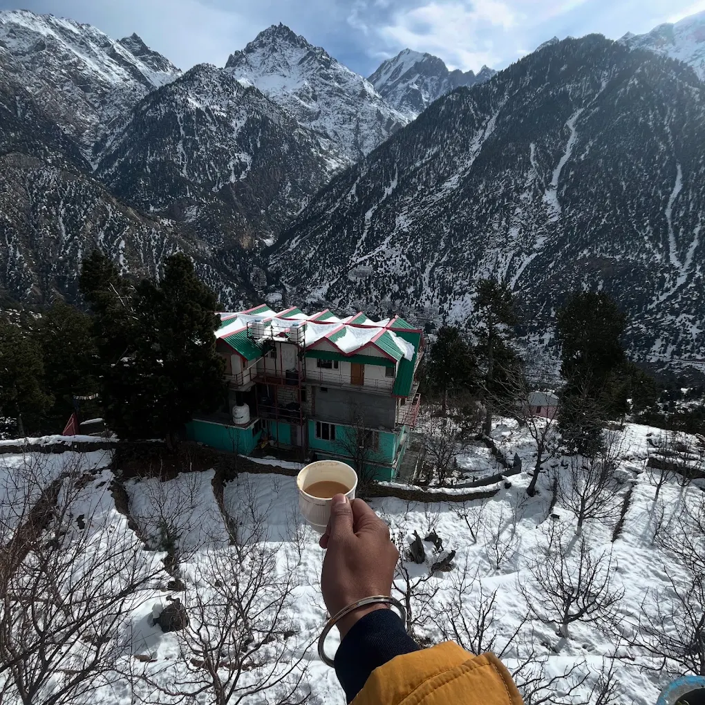 Kinnaur Kailash mountain view from KinVatika Homestay near Kalpa