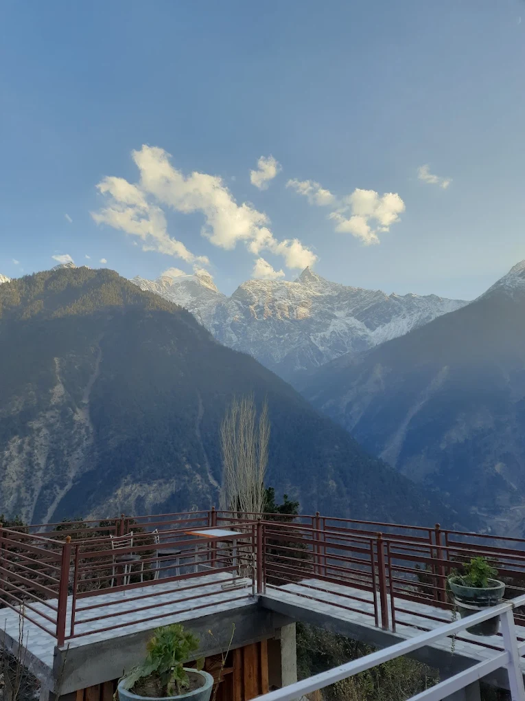 Kalpa under fresh snowfall around KinVatika Homestay